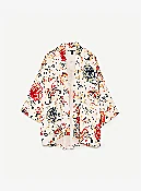 3/4 Sleeve Flowered Coat