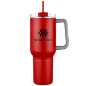 21oz Stainless Steel Travel Mug with Handle & Straw