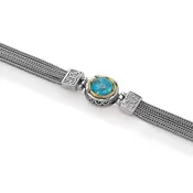 4-Strand Bracelet with Round Chrysocolla Doublet