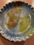 Go Fish, the Winds Show : Close Up Koi Lt.Bl Ruffled Rim Platter #94 — Miami Valley Pottery