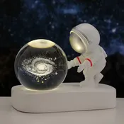 3D Galaxy Crystal Ball with LED Light Base — Astronaut Glass Sphere Night Light | USB Powered | Home Décor & Gift