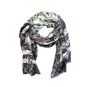 Yarnz 100% Cashmere Oversized Scarf Camo Floral- Purple/Olive