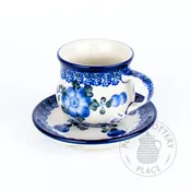 3.5oz Demitasse Cup and Saucer - Large Blue Flowers