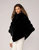 Channel Quilted Mink Faux Fur Cape
