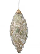 10" Embroidered Pearl Glitter Finial Ornament