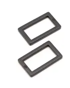 1" Flat Rectangle Rings - Black - Set of 2