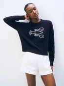 Cashmere Embroidered Lobster Crewneck
