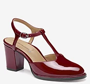 Amy T-Strap Pump - Red Patent Leather