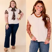 Always a Favorite Crew Neck Front Seam Sweater Knit Top in Ivory