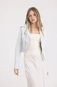 Erin Burnished Leather Jacket White/Gold