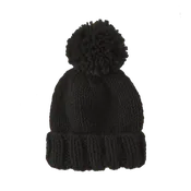 Black Pom Hand Knit Hat