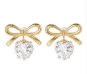 Julieta Crystal Heart Bow Earrings
