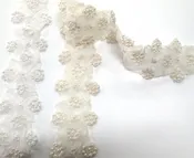 Beaded organza dimensional trim, bridal white or ivory, #7127, by the yard