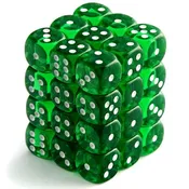 12mm d6 Translucent 36 Dice Green/White