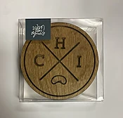 Chicago assorted wooden coasters set of 4