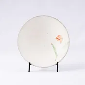 Hand-Painted Artisanal Chinese Plate, Red Tulip