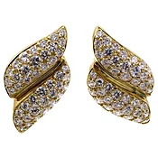 1980s Diamond 18 Karat Gold Ear Clips