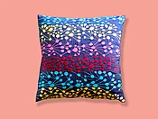 Denim with Neon Flower Pillow