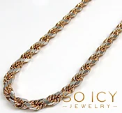 10k Rose Two Tone Gold Diamond Cut Rope Chain 20-26" 5mm