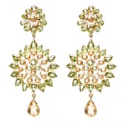 14k Gold Peridot and Citrine Misaal Earring