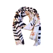 Yarnz 100% Cashmere Oversized Scarf Zebra Toile- Orange