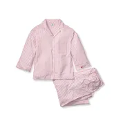 The Olivia Wide Leg Pima Pajama Set in Antique Red Ticking