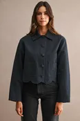 Collar Button Down Eyelet Embroidered Jacket