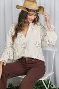 3D Floral Karlie 100% Cotton Blouse (2 Colors!)