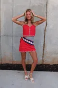 Adaline Red Scalloped Mini Skirt
