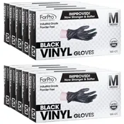 ForPro Black Powder-Free Vinyl Gloves Medium 100-Count, Pack of 10