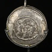 A Byzantine Silver and Glass Pendant, Byzantine Empire, ca. 5th - 6th century CE