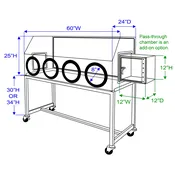 4-Port Glove Box w/Stand - 60"W x 24"D x 25"H