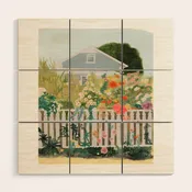 A Postcard From Cozy  - mixed media Garden Illustration  Wood Wall Art