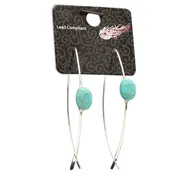 Blazin Roxx Women's Turquoise Stone Threaded Earrings - Silver