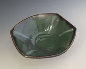 Green darted slab bowl with coil foot