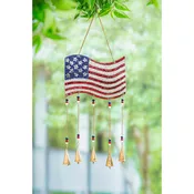 27"W American Flag Beaded Wind Chime