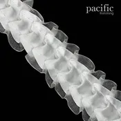 1 1/2" Satin with Sheer Double Ruffle Center Stitch : 280037RF (2 Colors Available)