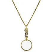 Art Deco Magnifying Glass Necklace, Black/Gold