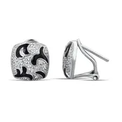 0.08ct Diamond and Enamel Earrings in 925 Sterling Silver (EA3739AD)