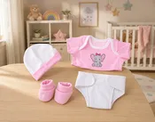 12-15” Baby Doll Outfit Set | Pink Doll Clothes with Reusable Diaper | JC Toys