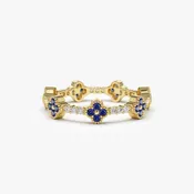 Clover Sapphire and Diamond Eternity Band