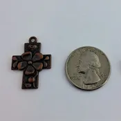 Bronze Brown Cross with Flower in the Middle (4 Pieces)