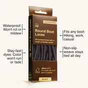 Boot Laces, 71″, Round High Density Weave / Black