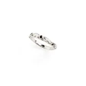14k White Gold Tiny Bear Ring with Black Diamonds
