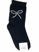 7DAYSSOCKS Women's Black Crew Cotton Blend Bow Socks