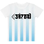 Kids blue striped cotton crew neck t-shirt
