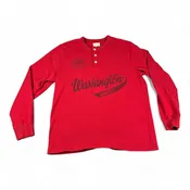 American Eagle Outfitters Shirt Red Washington Henley Retro Adult LARGE