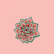 Pink Succulent Embroidered Iron-On Patch