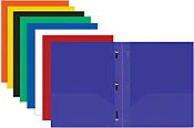 BAZIC Products 2 Pockets Poly Folder Portfolio, 3 Prong Fastener Clip, Letter Size Plastic Folders Holder for Office Documents Paper Organizer, 8-Pack