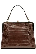 Frances Valentine Jackie Frame Chocolate Croc Embossed Leather Bag